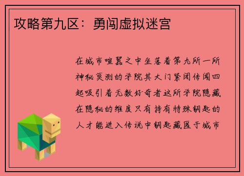 攻略第九区：勇闯虚拟迷宫